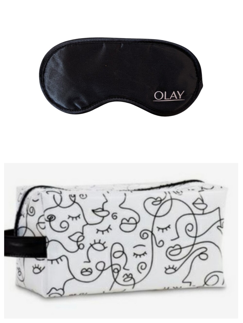 Olay toiletry bag with eye mask